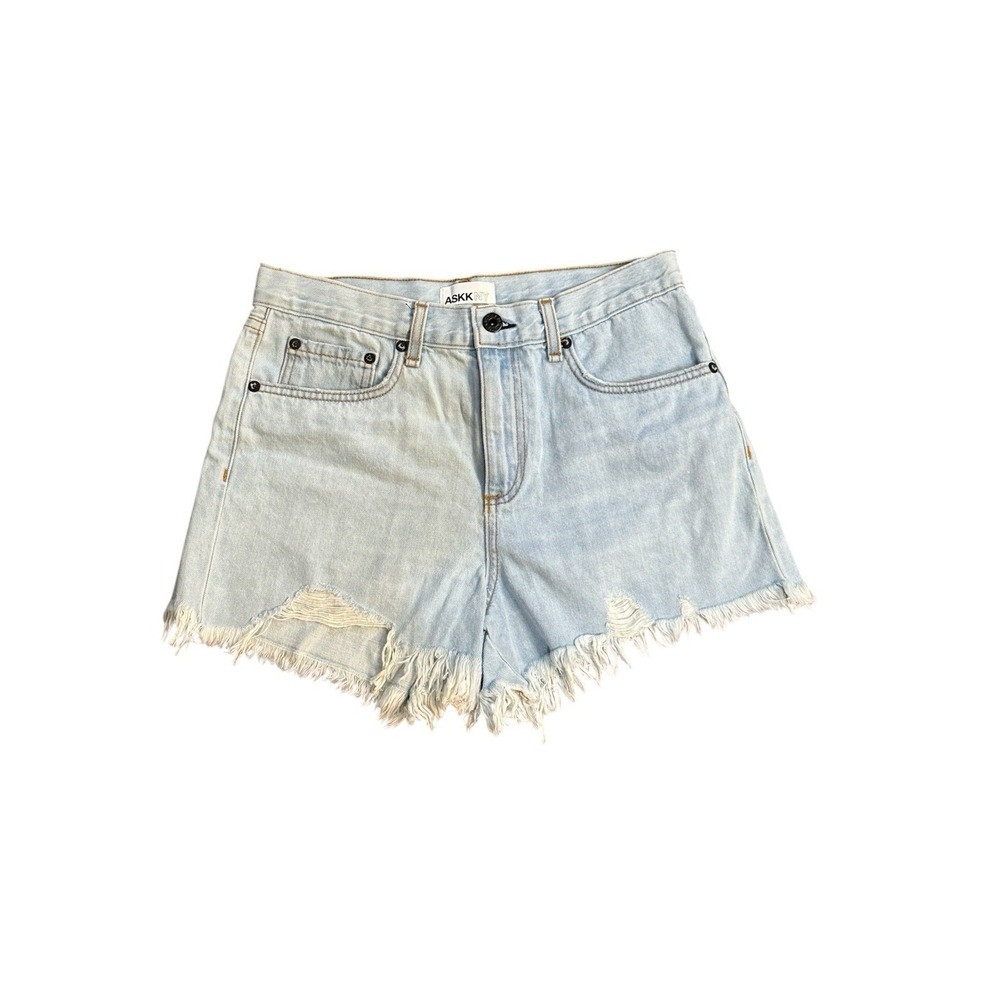 NWT ASKK NY Anthropologie Denim Blue Jean Shorts Size 28.5 White Water Jorts
